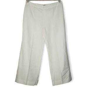 NWOT Kasper white linen wide leg trousers pants Womens 14